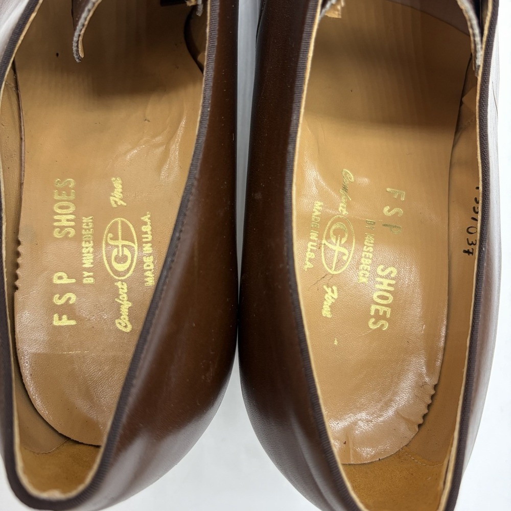 Vtg FSP Shoes Musebeck Womens 9 E/C Oxford Pumps Comfort Flex Brown Leather USA - Picture 7 of 13